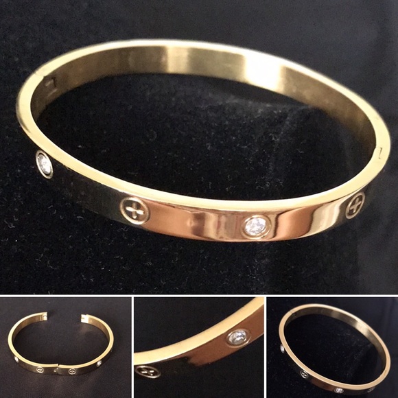 Jewelry - Gold bracelet titanium steel with rhinestone